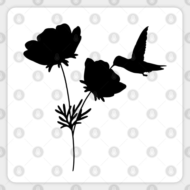 Hummingbird and Flowers Sticker by TJWDraws